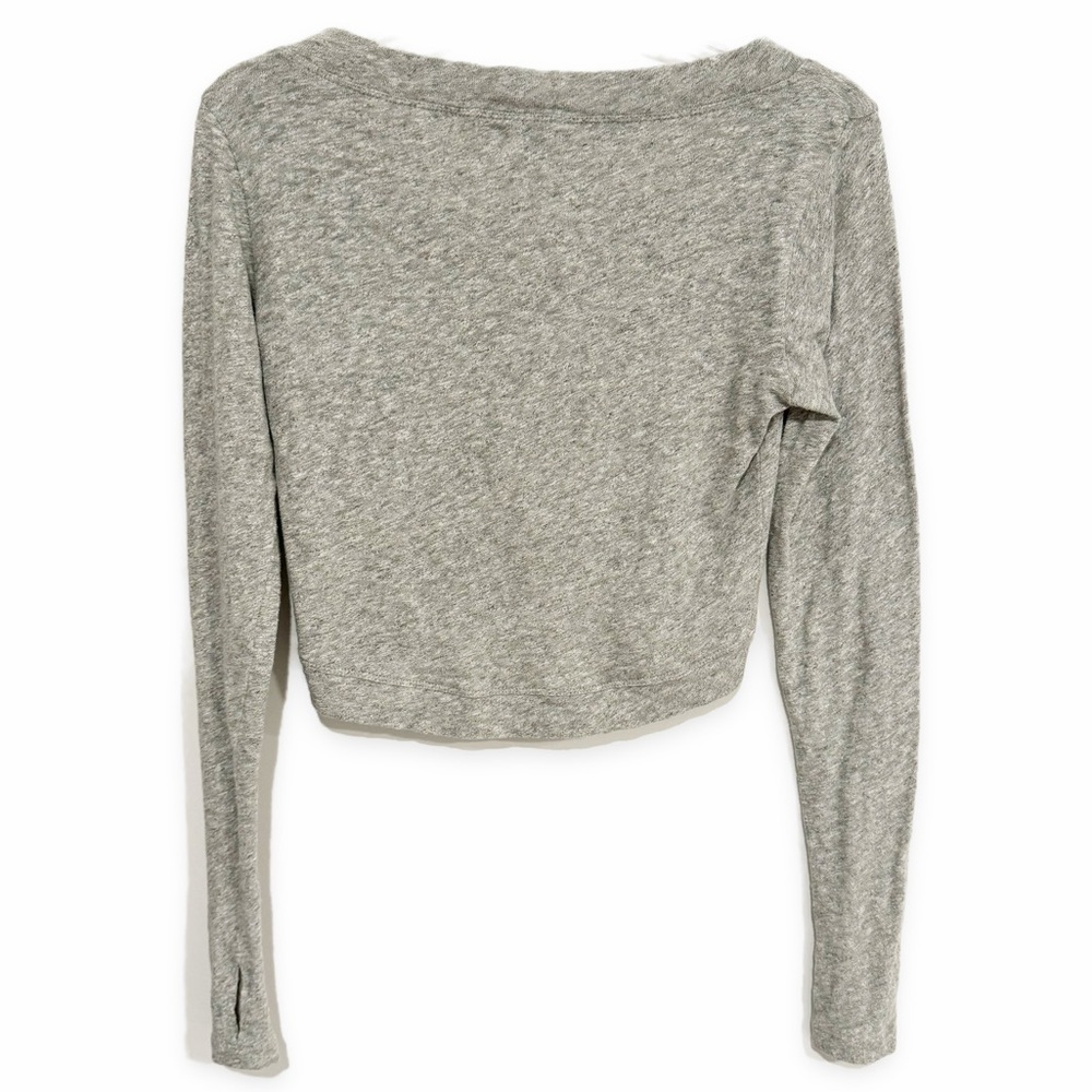 Cabi | Cotton Crop Top Long Sleeve Gray Size XS - Picture 2 of 5